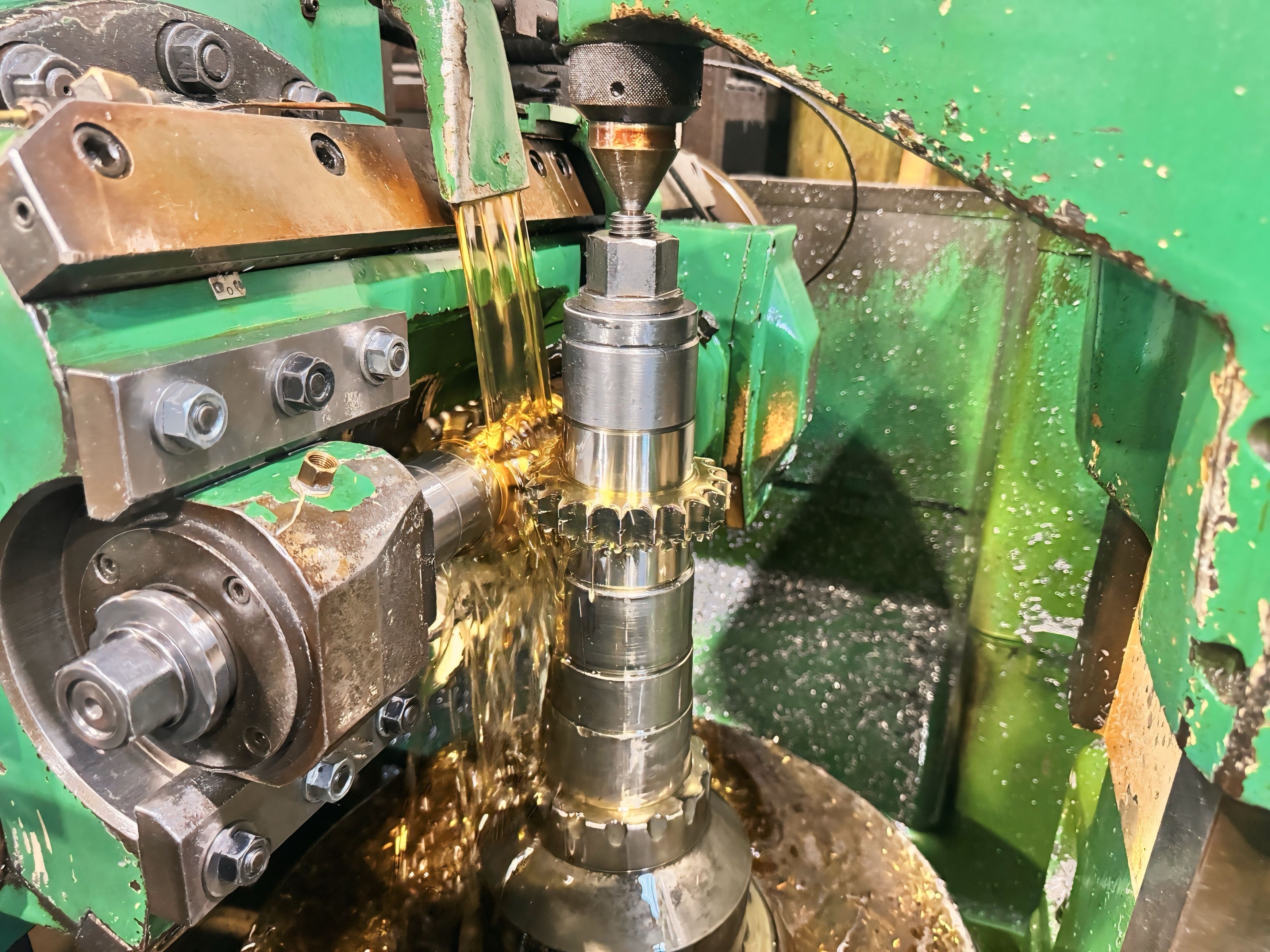 黄金の油が滝のように流れています